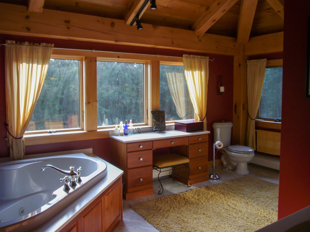 bathroom in a timber frame colonial