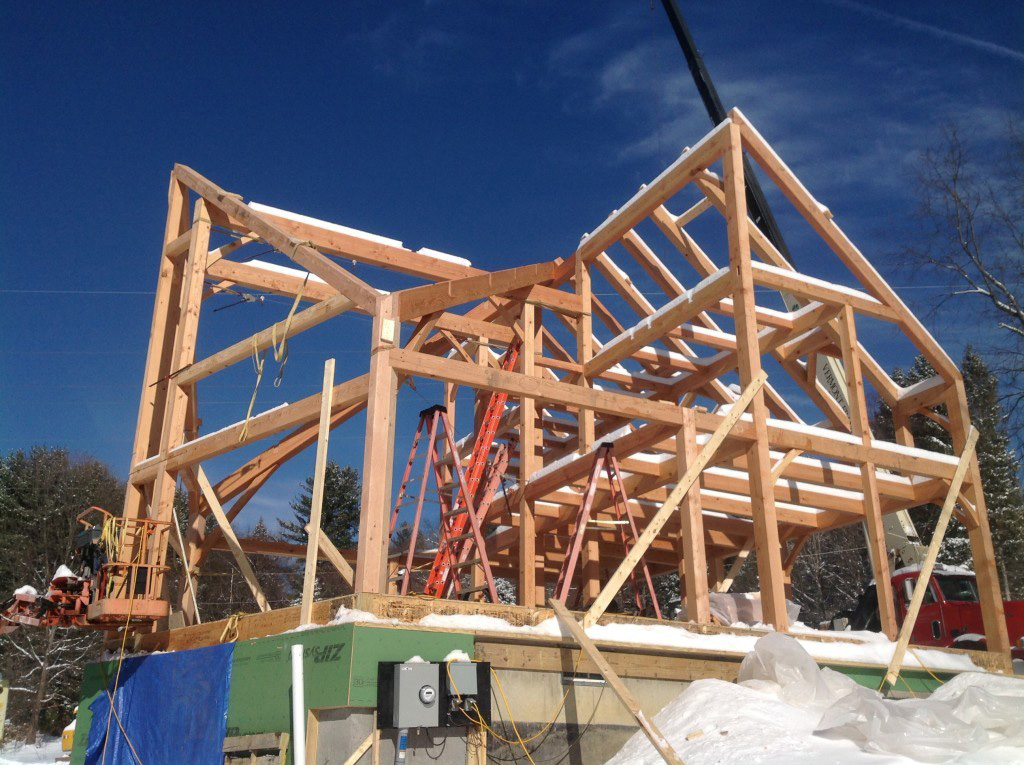 Timber frame dutch saltbox structure