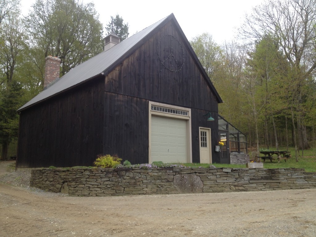 Finished timber frame barn exterior