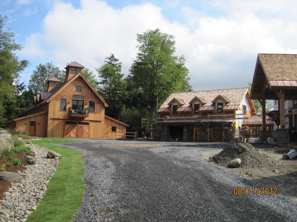 Finished exterior of a timber frame custom cape
