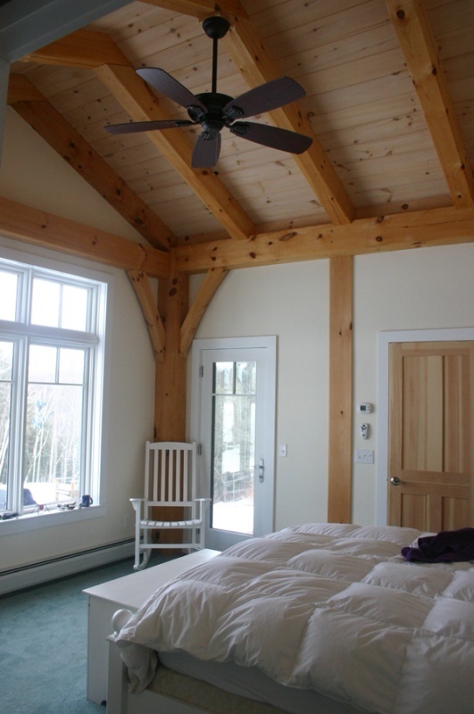 Finished interior of a timber frame cape